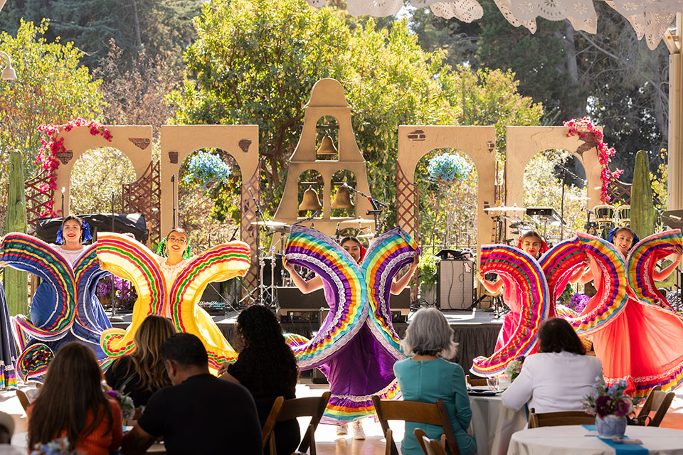 Folklorico dancers performing to audience